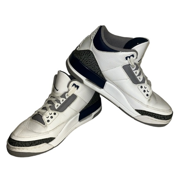Air Jordan 3 Retro White/Midnight Navy  Mid Top Sneakers, CT8532-140 Size 10 - Picture 16 of 17